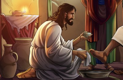 Jesus washes his disciples feet
