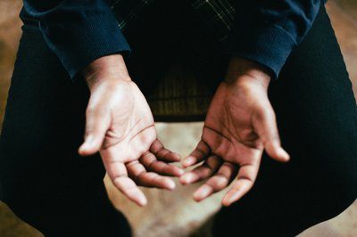 Praying hands, open