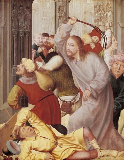 Jesus throws out money changers from the Temple